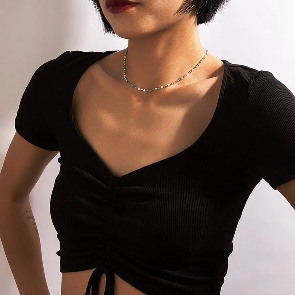 *ALETTA* Blue x White Bead Fashion Necklace